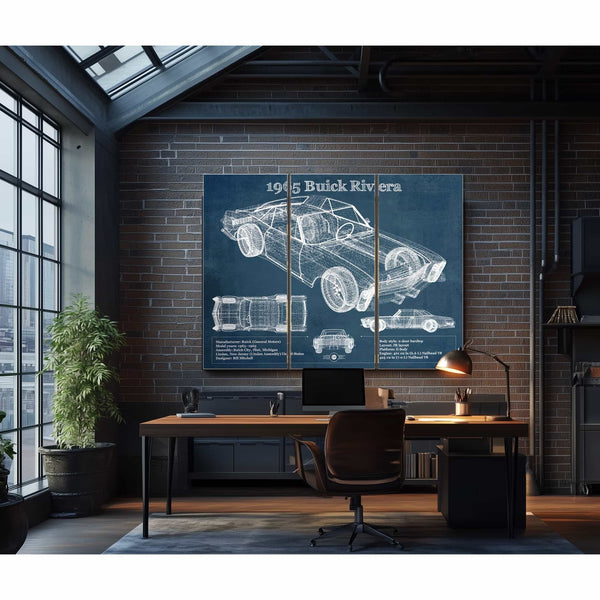 1965 Buick Riviera Vintage Blueprint Auto Print