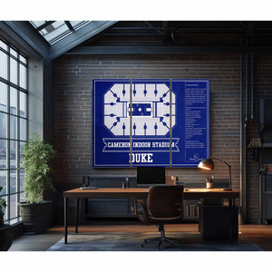 Duke Blue Devils - Cameron Indoor Stadium Seating Chart Team Color - College Basketball Blueprint Art