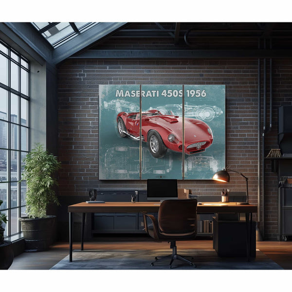 Maserati 450s 1956 Original Vintage Car Blueprint
