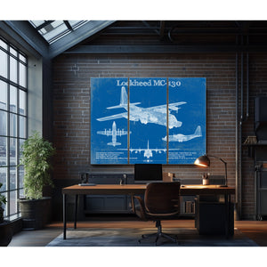 Lockheed MC-130 Vintage Aviation Blueprint Military Print