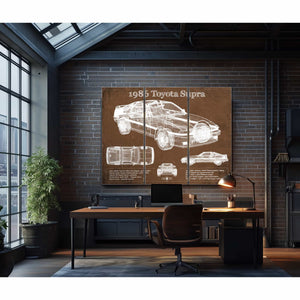 1986 Toyota Supra Vintage Blueprint Auto Print
