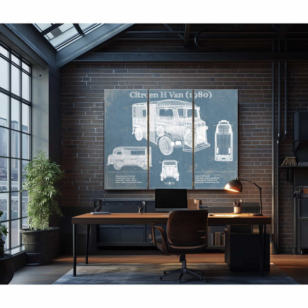 Citroen H Van (1980) Car Blueprint Vintage Auto Print