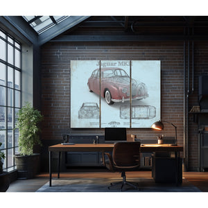 Jaguar Mark 2 MKII Car Original Blueprint Art