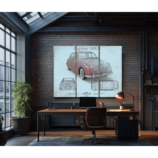 Jaguar Mark 2 MKII Car Original Blueprint Art