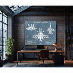 F/A-18 Hornet Blueprint Original Military Wall Art