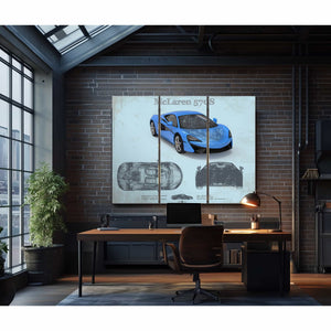 McLaren 570S Blueprint Vintage Auto Print