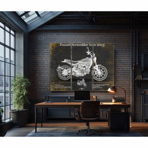 Ducati Scrambler Icon 2015 Vintage Blueprint Motorcycle Patent Print