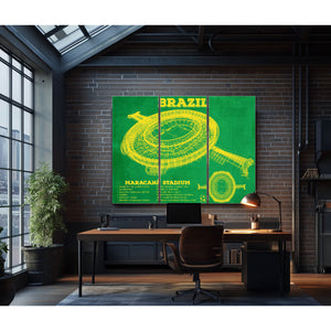 Brazil National Football Team Vintage MaracanÃ£ Stadium Soccer Print