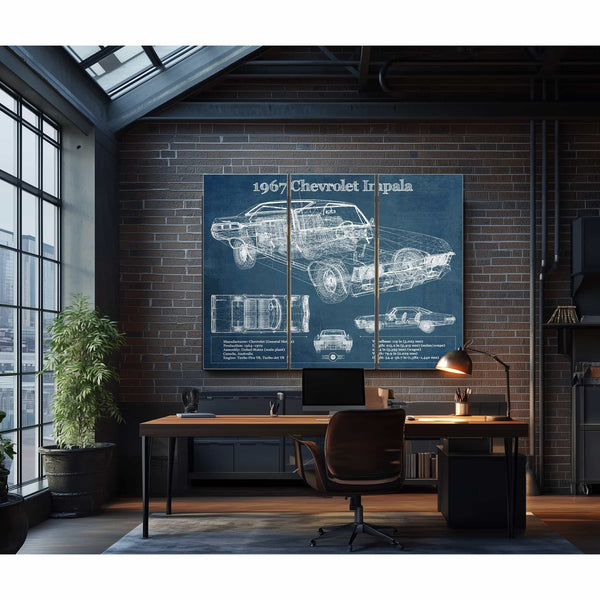 1967 Chevrolet Impala Blueprint Vintage Auto Print