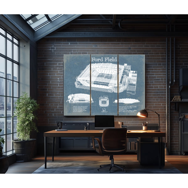 Vintage Detroit Lions Ford Field Wall Art