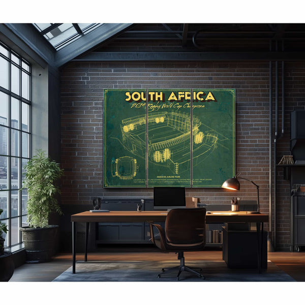 South Africa World Cup 2019 Champions - Vintage Ellis Park Stadium Print
