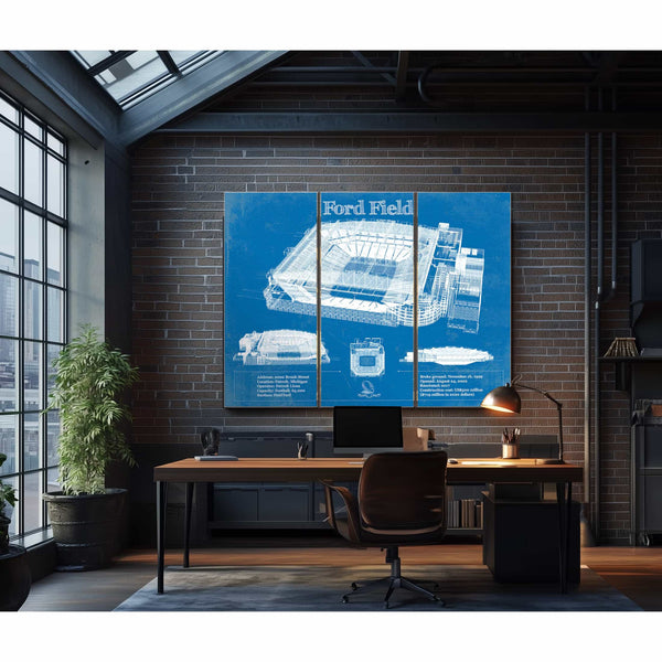 Vintage Detroit Lions Ford Field Vintage Wall Art