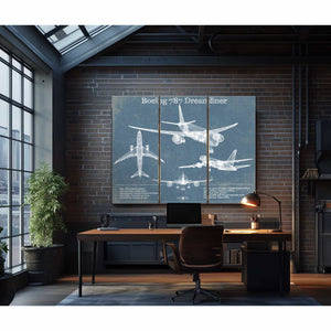 Boeing 787 Dreamliner Vintage Aviation Blueprint Print - Custom Pilot Name Can Be Added