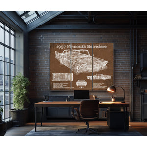 1957 Plymouth Belvedere Vintage Blueprint Auto Print