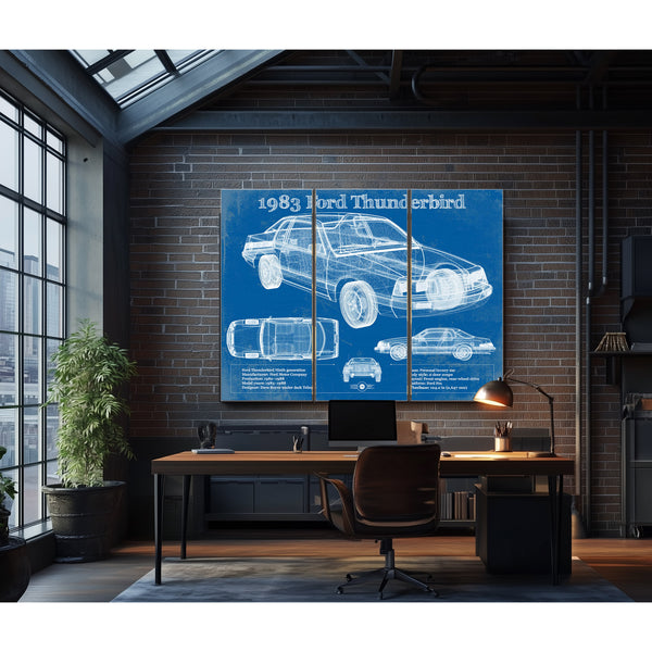1983 Ford Thunderbird Vintage Blueprint Auto Print