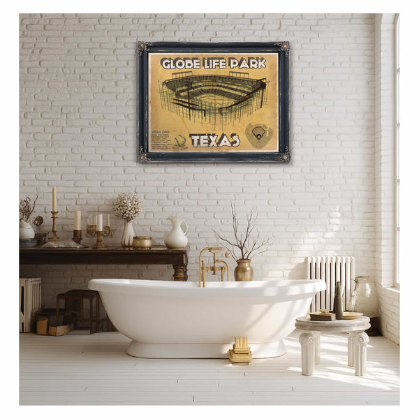 Texas Rangers - Globe Life Park Vintage Stadium Baseball Print
