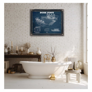 Boise State Broncos Art - Vintage Boise State Stadium Blueprint Art Print