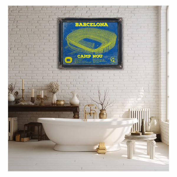 Vintage FC Barcelona Camp Nou Team Color Stadium Soccer Print