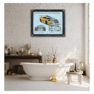 McLaren F1 GTR Harrods Blueprint Vintage Auto Print