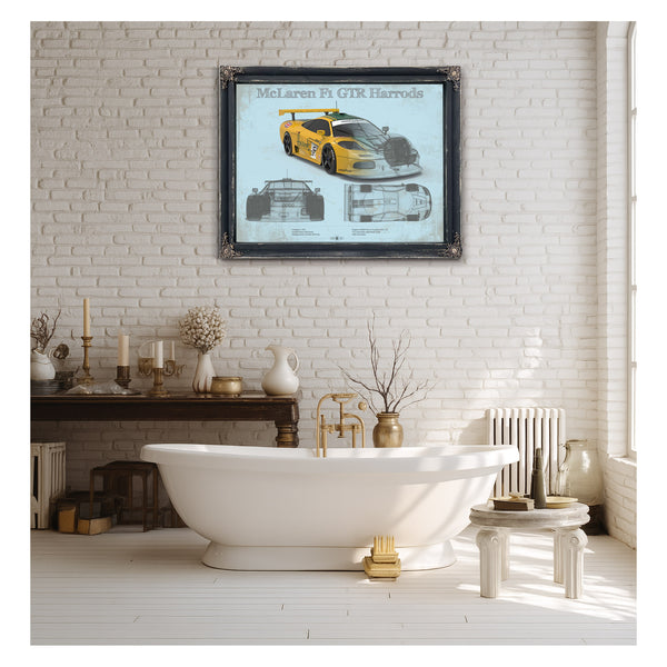McLaren F1 GTR Harrods Blueprint Vintage Auto Print