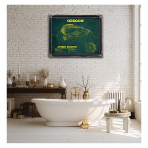 Vintage Autzen Stadium Blueprint - Oregon Ducks Football Print