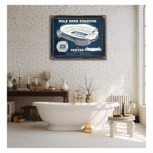 Vintage Denver Broncos Mile High Stadium Football Print