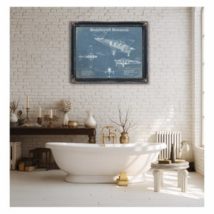 Beechcraft Bonanza Vintage Blueprint Airplane Print