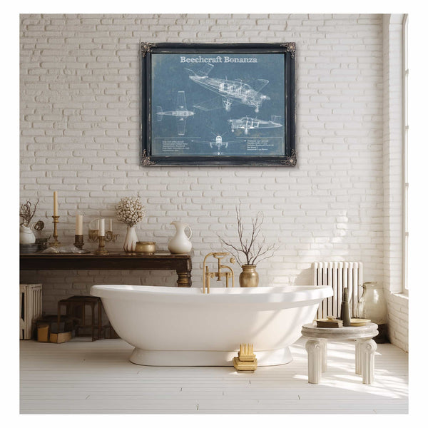Beechcraft Bonanza Vintage Blueprint Airplane Print
