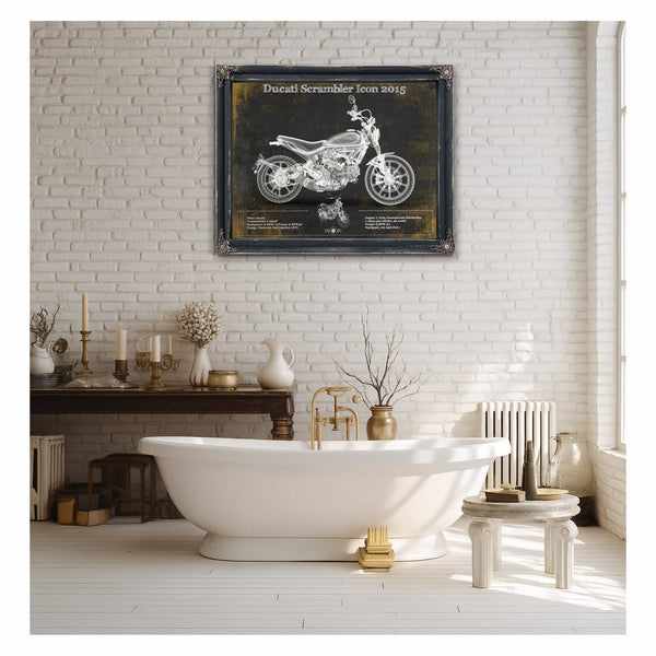 Ducati Scrambler Icon 2015 Vintage Blueprint Motorcycle Patent Print