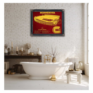 Minnesota Gophers Vintage TCF Bank Stadium Blueprint Art Print