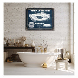 Michigan Wolverines Art - Michigan Stadium Vintage Stadium Blueprint Art Print