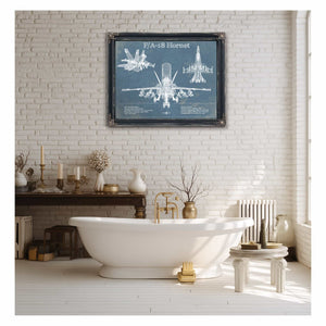 F/A-18 Hornet Blueprint Original Military Wall Art