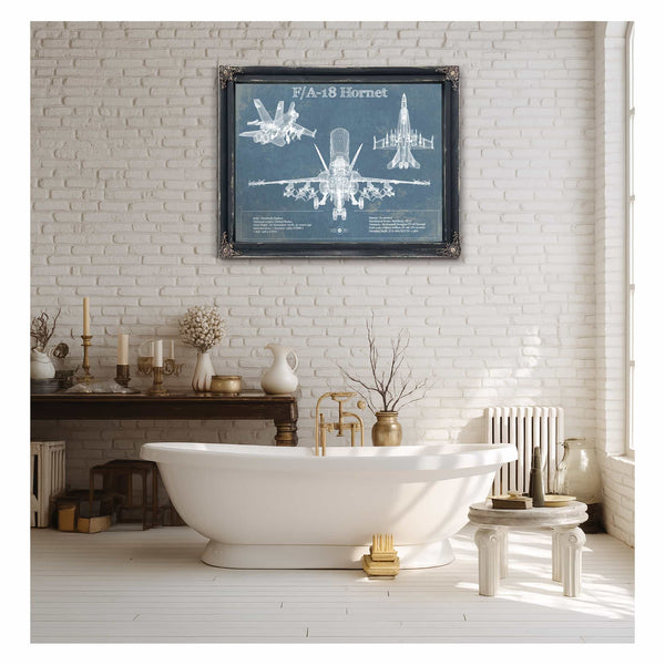 F/A-18 Hornet Blueprint Original Military Wall Art