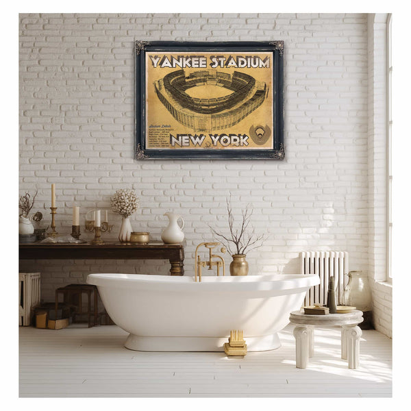 NY Yankees - Yankee Stadium Blueprint Vintage Baseball Print