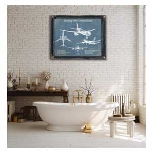 Boeing 787 Dreamliner Vintage Aviation Blueprint Print - Custom Pilot Name Can Be Added