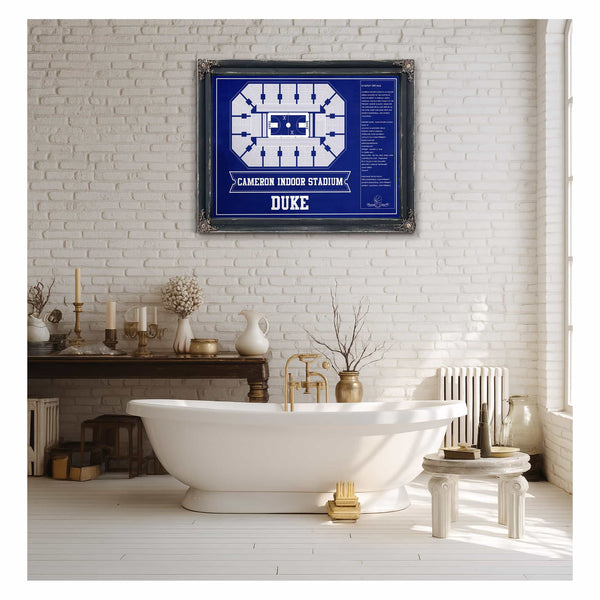 Duke Blue Devils - Cameron Indoor Stadium Seating Chart Team Color - College Basketball Blueprint Art