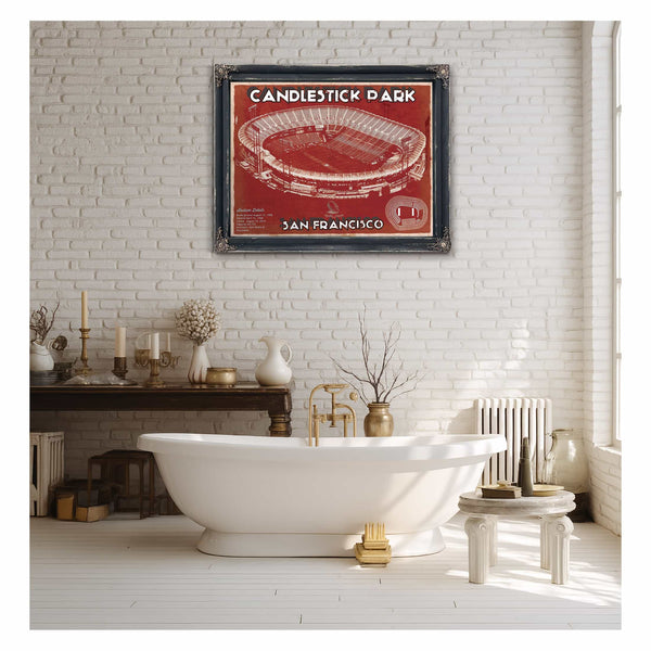 San Francisco 49ers - Vintage Candlestick Park Football Print