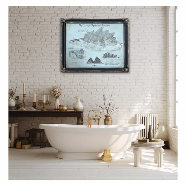 Sydney Opera House Blueprint Vintage Art Print