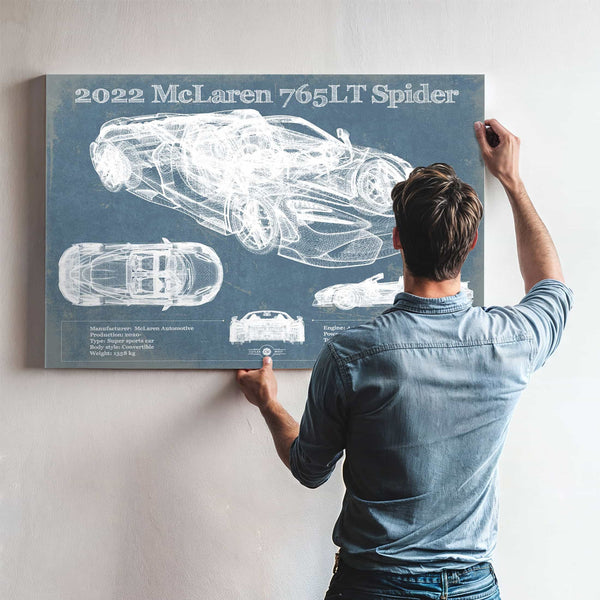 2022 McLaren 765LT Spider Blueprint Vintage Auto Print