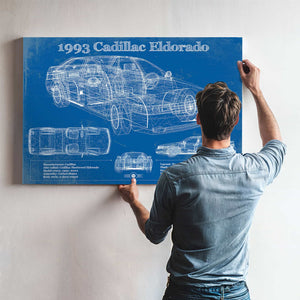 1993 Cadillac Eldorado Coupe Vintage Blueprint Auto Print
