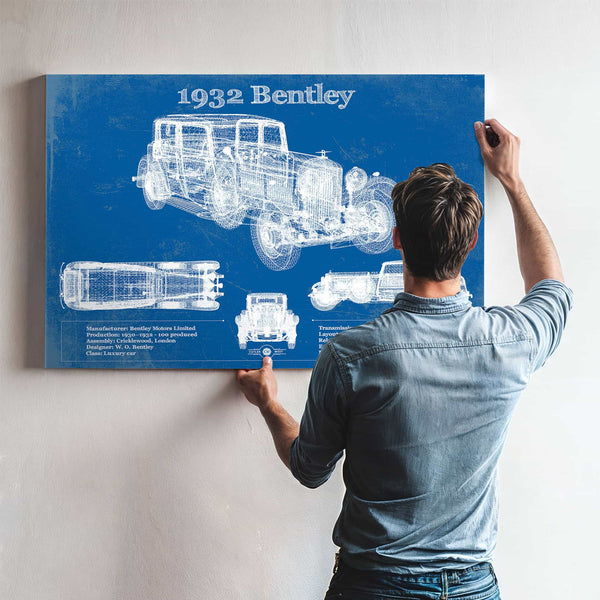 1932 Bentley Vintage Blueprint Auto Print