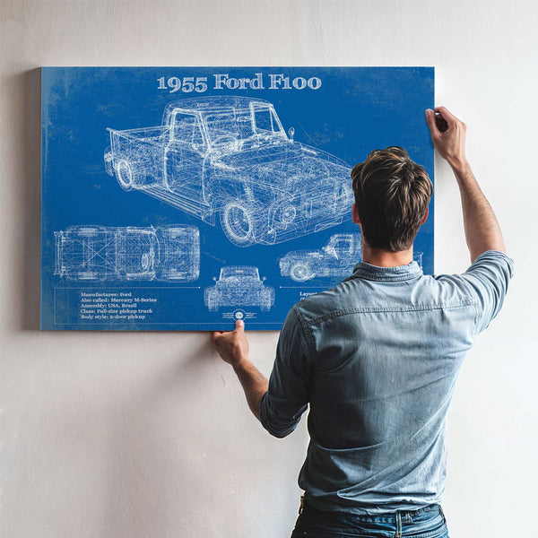 1955 Ford F100 Vintage Blueprint Auto Print