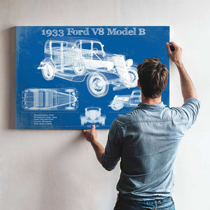 1933 Ford V8 Model B Vintage Blueprint Auto Print