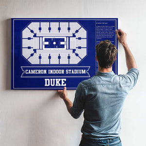 Duke Blue Devils - Cameron Indoor Stadium Seating Chart Team Color - College Basketball Blueprint Art
