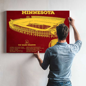 Minnesota Gophers - Vintage TCF Bank Stadium  Blueprint Art Print