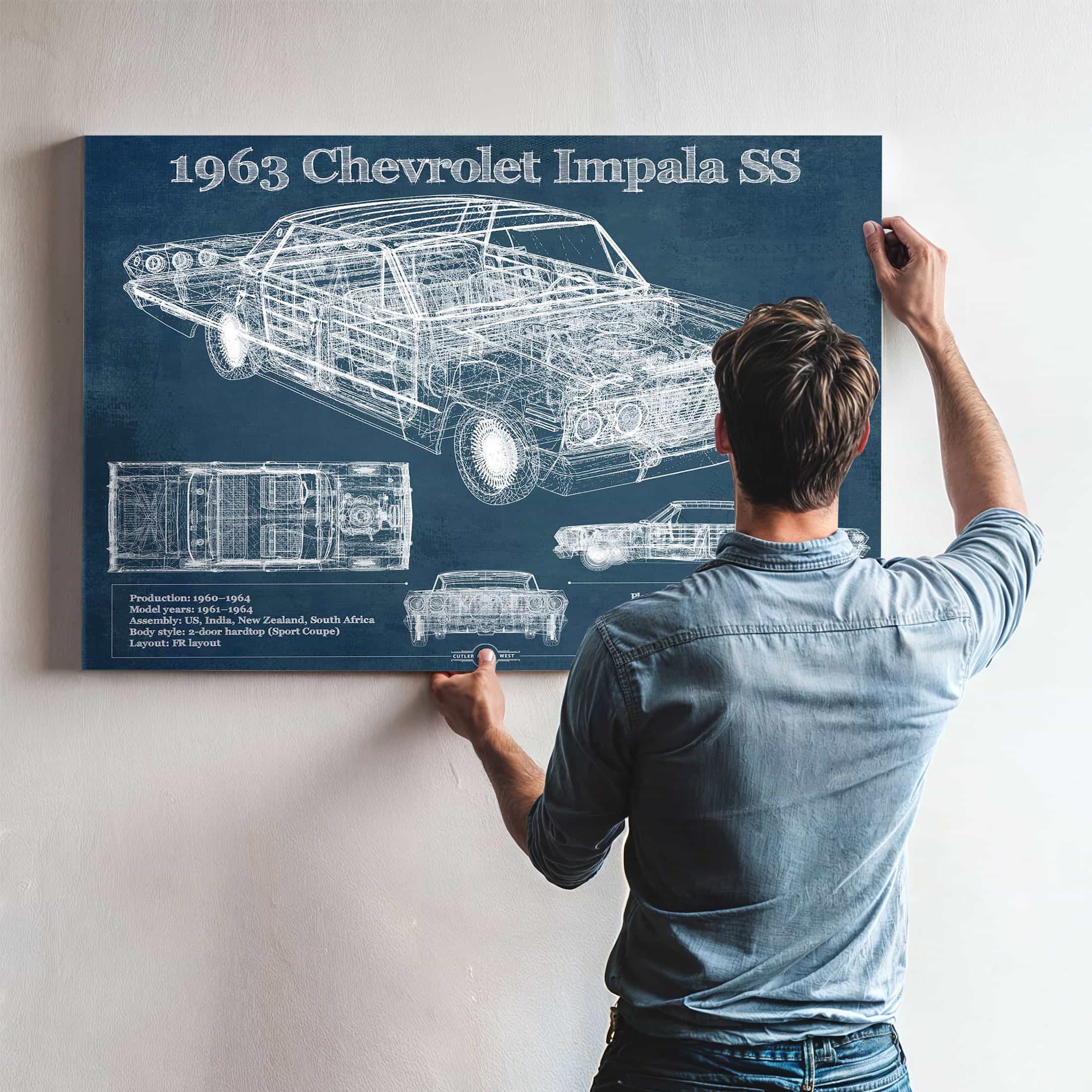 1963 Chevrolet Impala SS Hardtop Sport Coupe Wall Art Print | Cutler W