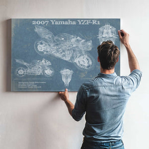 2007 Yamaha YZF-R1 Blueprint Motorcycle Patent Print
