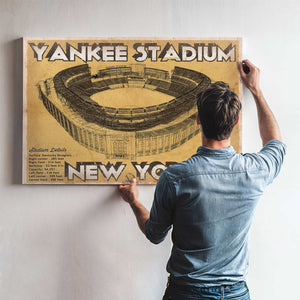NY Yankees - Yankee Stadium Blueprint Vintage Baseball Print