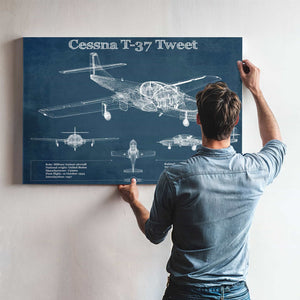 Cessna T-37 Tweet Trainer Aircraft Original Blueprint Art