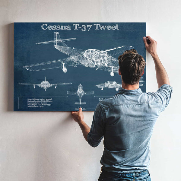 Cessna T-37 Tweet Trainer Aircraft Original Blueprint Art